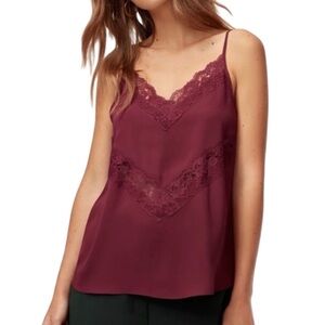 Aritzia Babaton Everly Lace Flowy Camisole Blouse | Maroon | Size XS